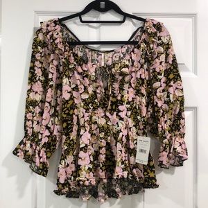 Free People Floral Fitted Blouse